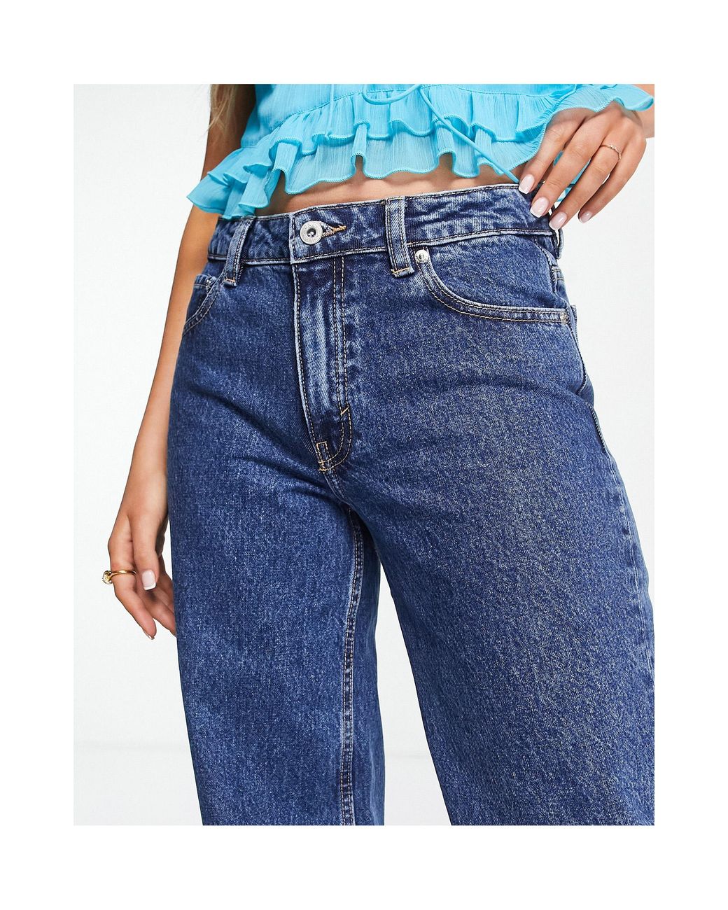 ONLY Chris Low Rise Wide Leg Jeans in Blue | Lyst