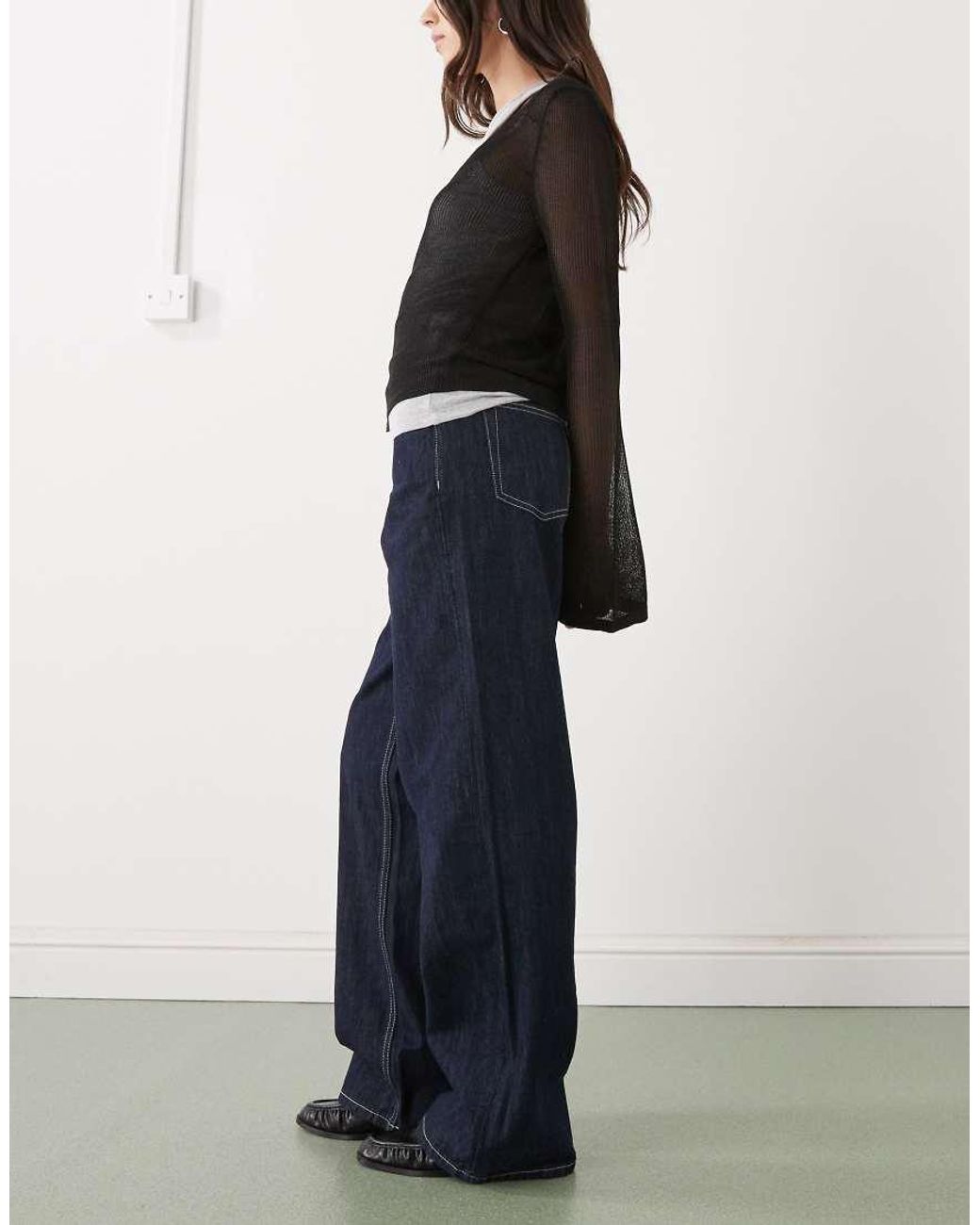 Weekday Blue Ample Low Waist Baggy Fit Jeans