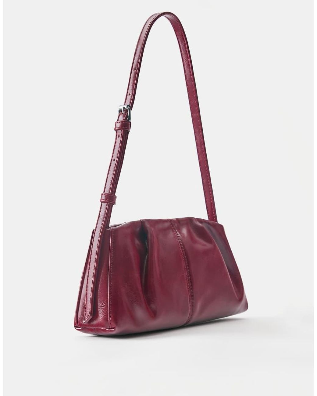 Pull&Bear Purple Pleated Shoulder Bag