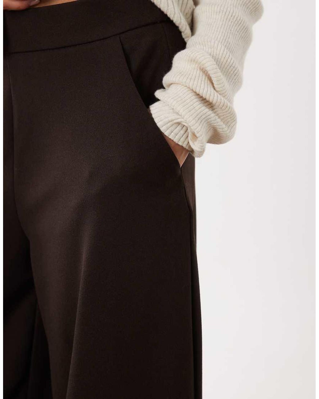 JDY Petite White High Wasted Wide Leg Trouser