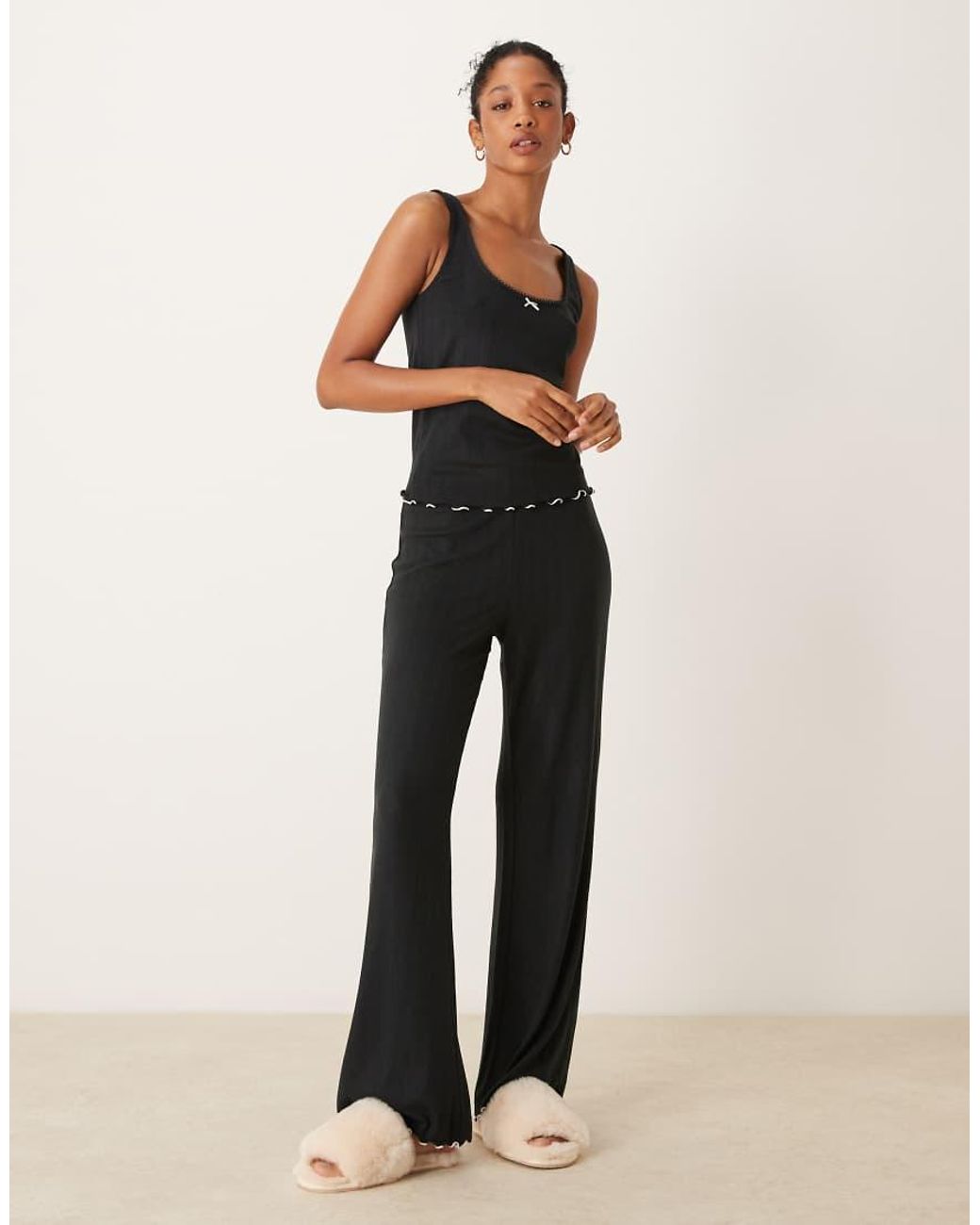 Abercrombie Fitch Co ord Lettuce Hem Pyjama Bottoms in Natural Lyst UK