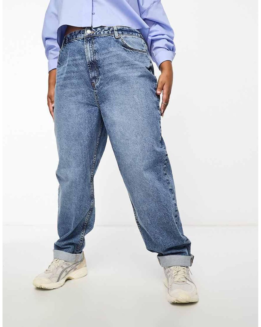 ASOS Blue Asos Design Curve High Rise Relaxed Mom Jeans