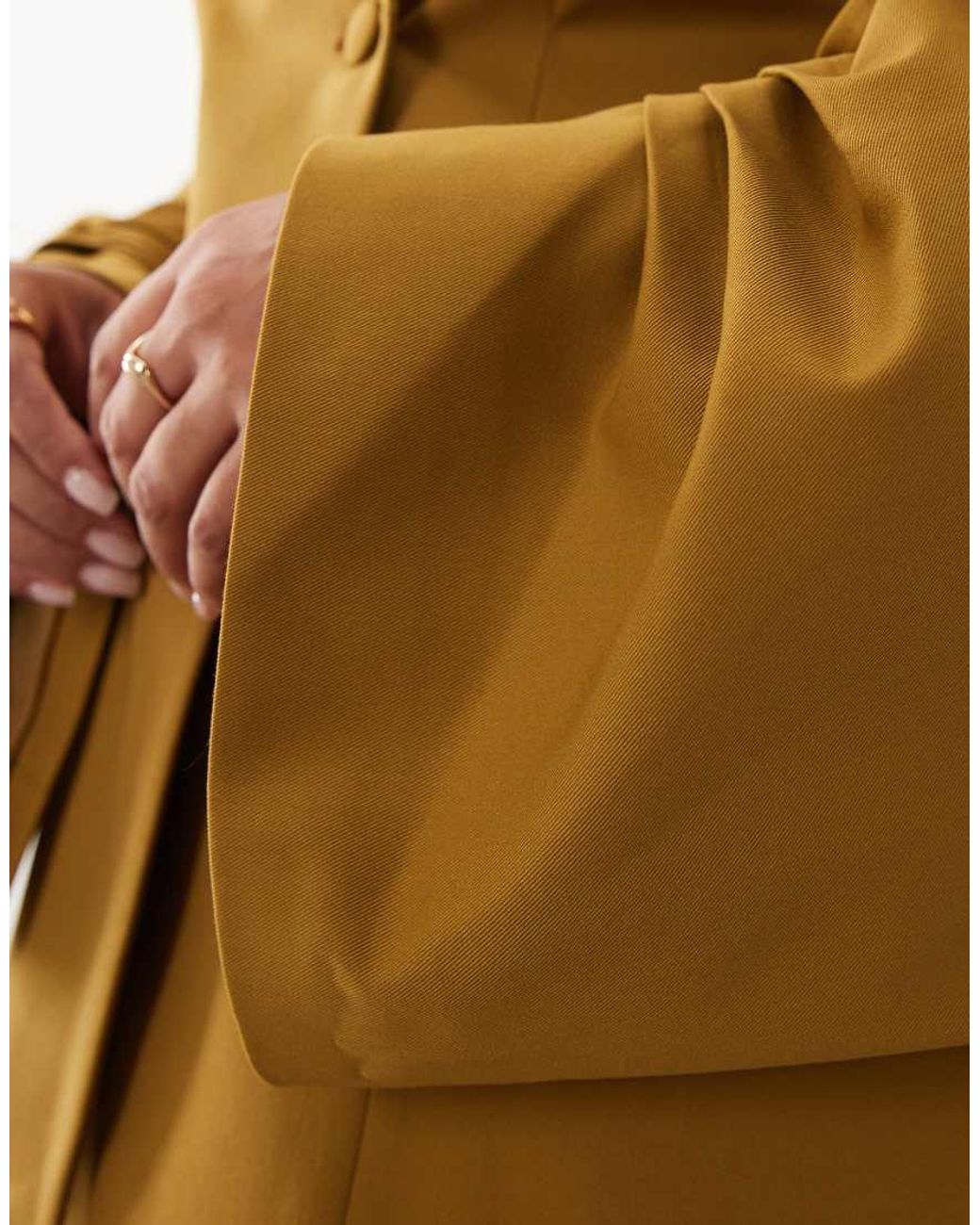 ASOS Brown Curve Blazer With Pleated Sleeve Detail