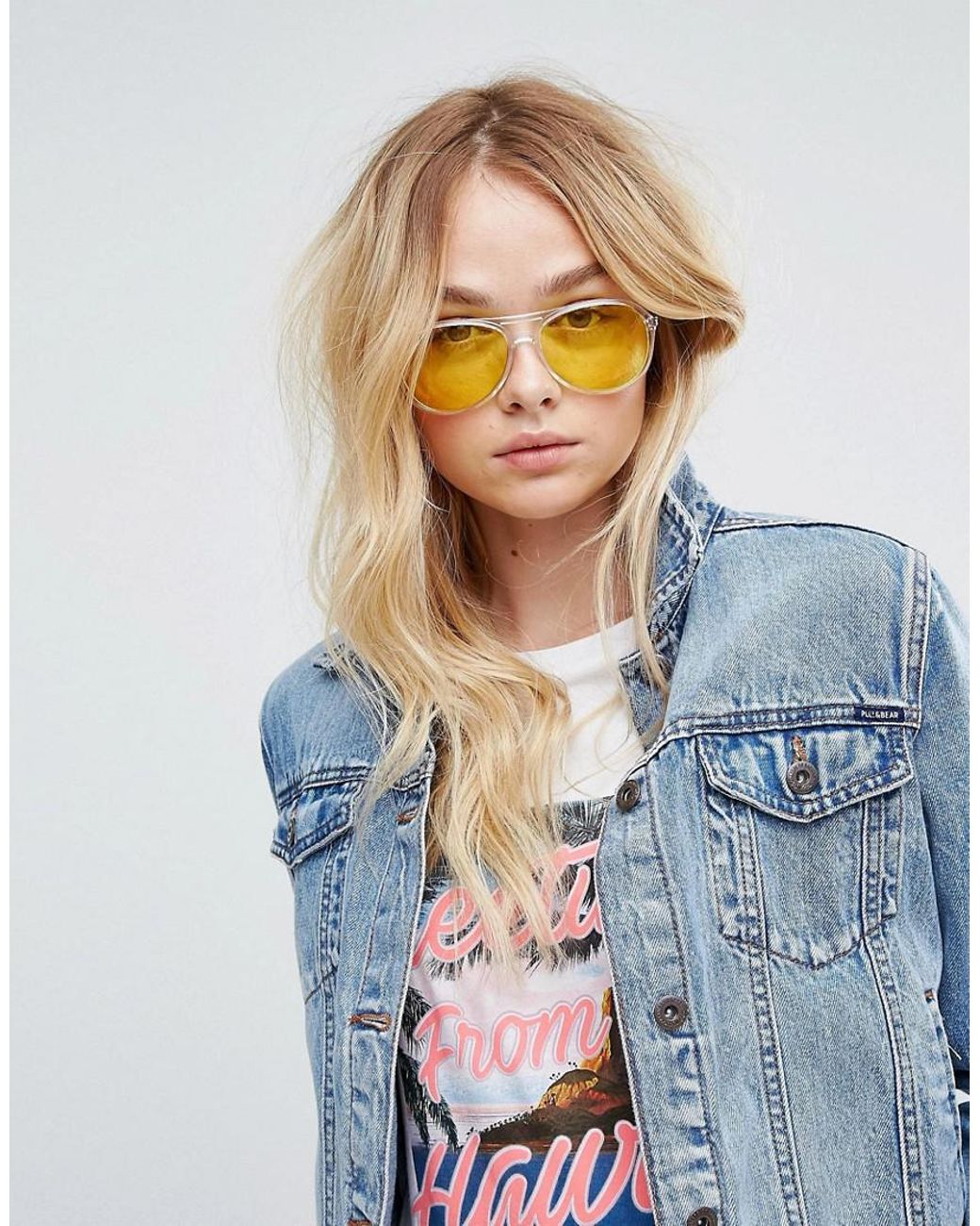 Ray-Ban Ray Ban Clear Frame Aviator With Yellow Lens | Lyst UK