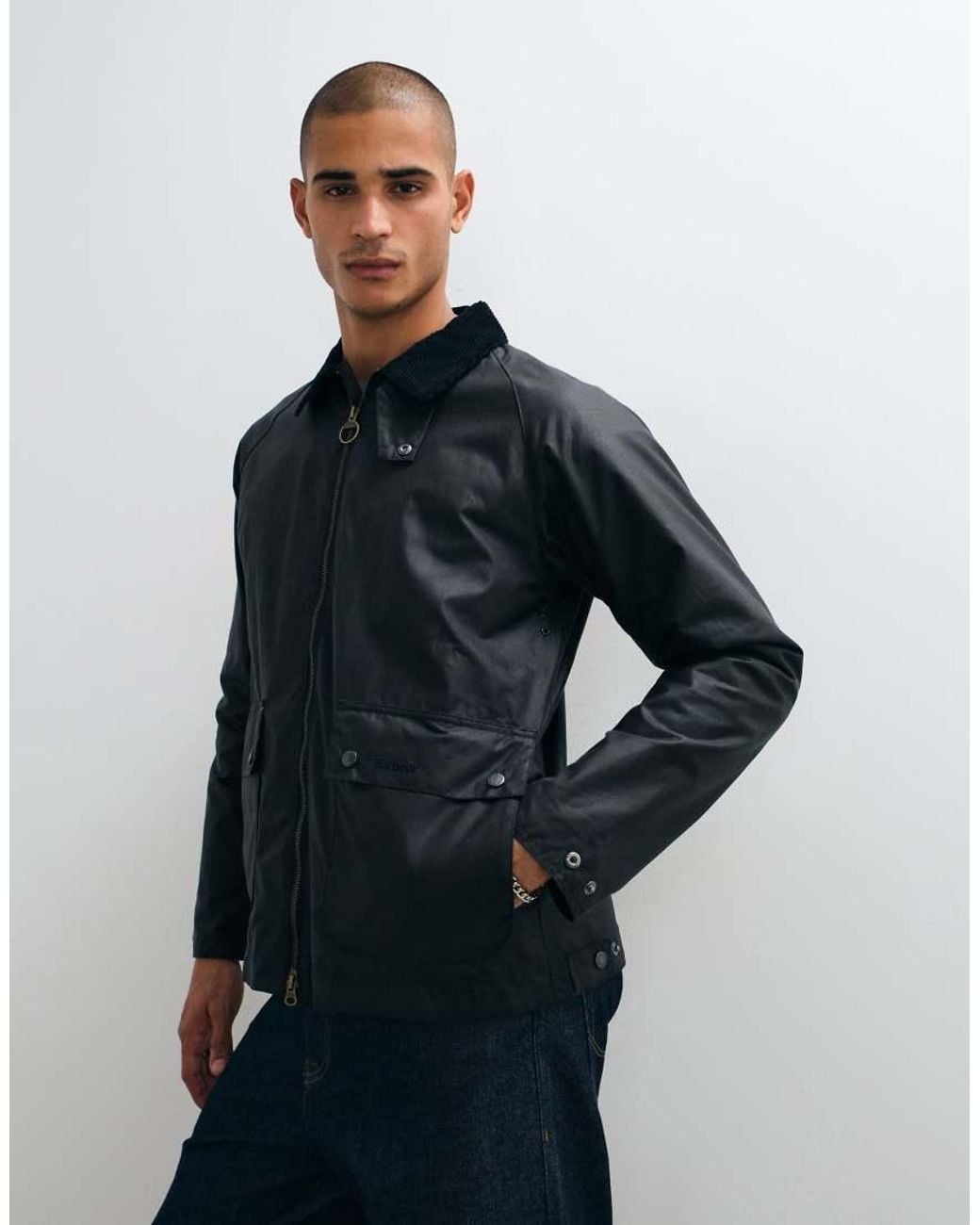 Barbour Blue Bedale Short Wax Jacket for men