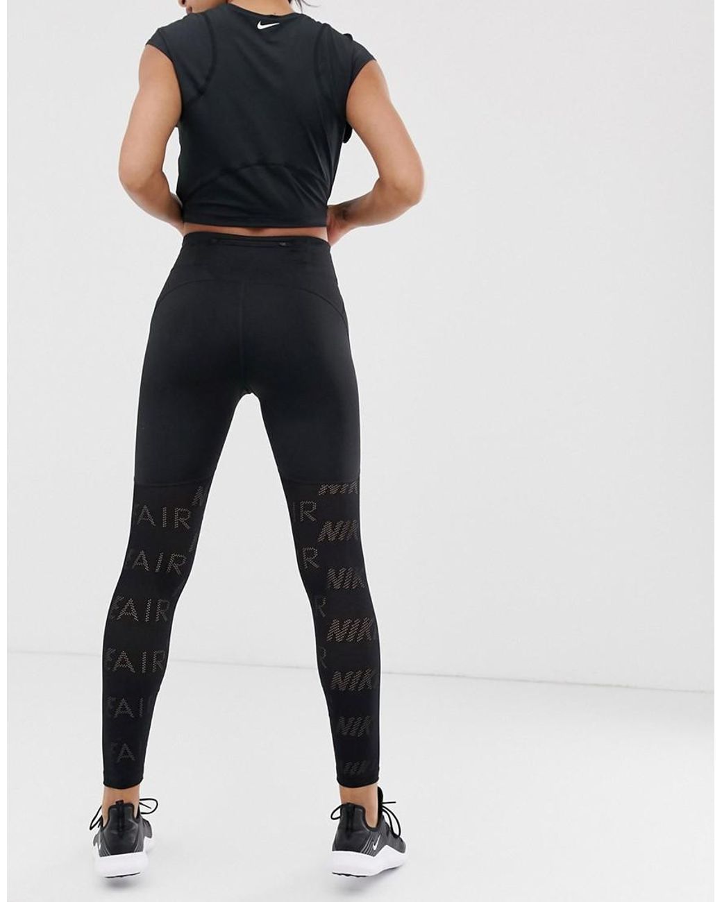 Nike Women Running Leggings with MESH panel Zip Pocket DB4380 Black 010  Size XS 