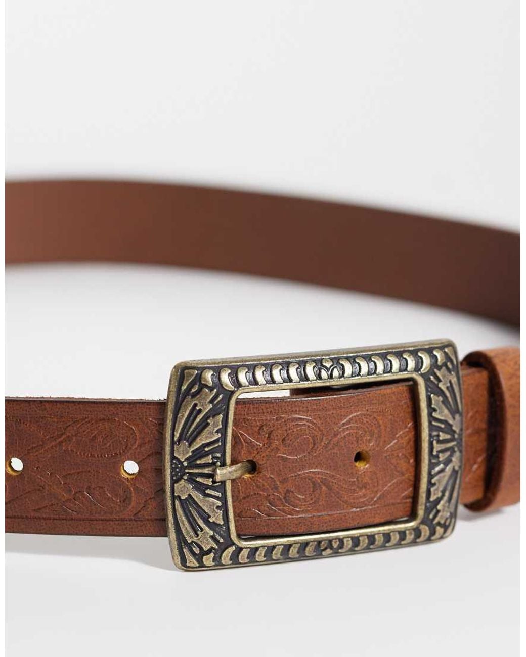 ASOS Blue Waist And Hip Belt With Antique Western