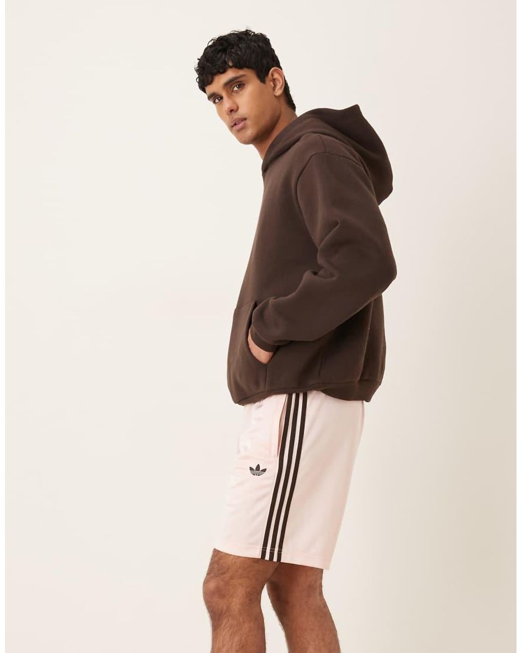 Adidas Originals Brown 3-Stripes Loose Engineered Shorts for men