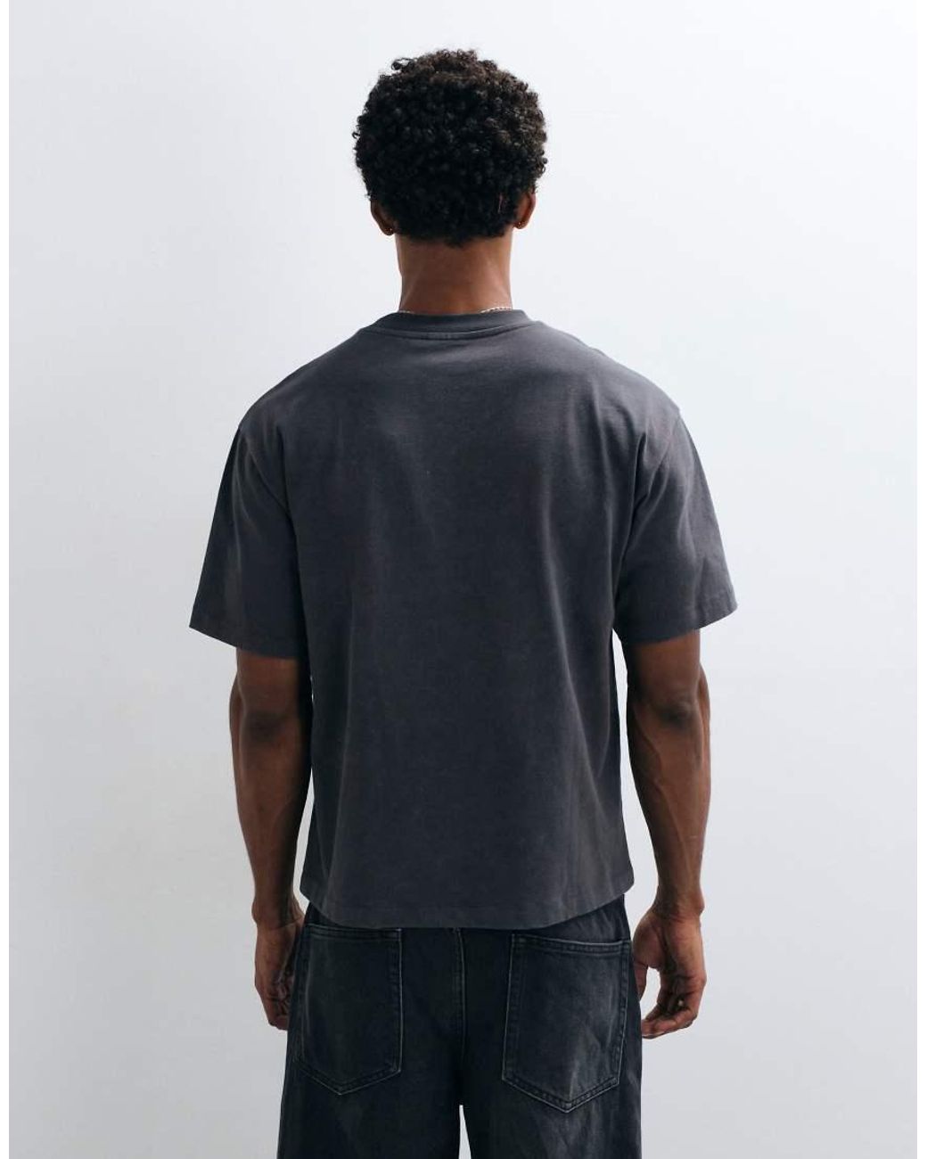 ASOS Blue Boxy Relaxed T-shirt With Distressed Applique for men