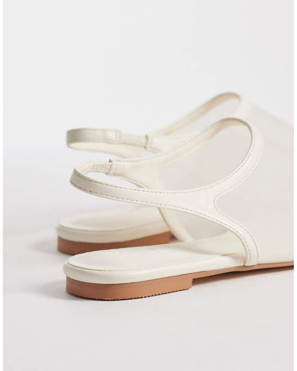 Public Desire White Farrah Slingback Mesh Flats