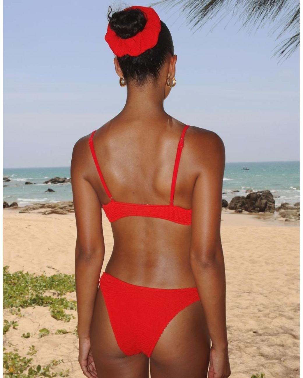 Moda Minx Red Scrunch Fixed Full Brief Bikini Bottom