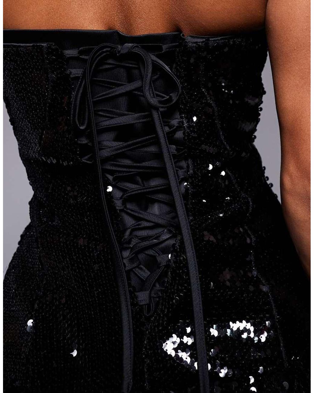 princess polly baby blue dress Black NastyGal Pearl Droplet Hand Embellished Strappy Square Neck Mini Dress main image 0