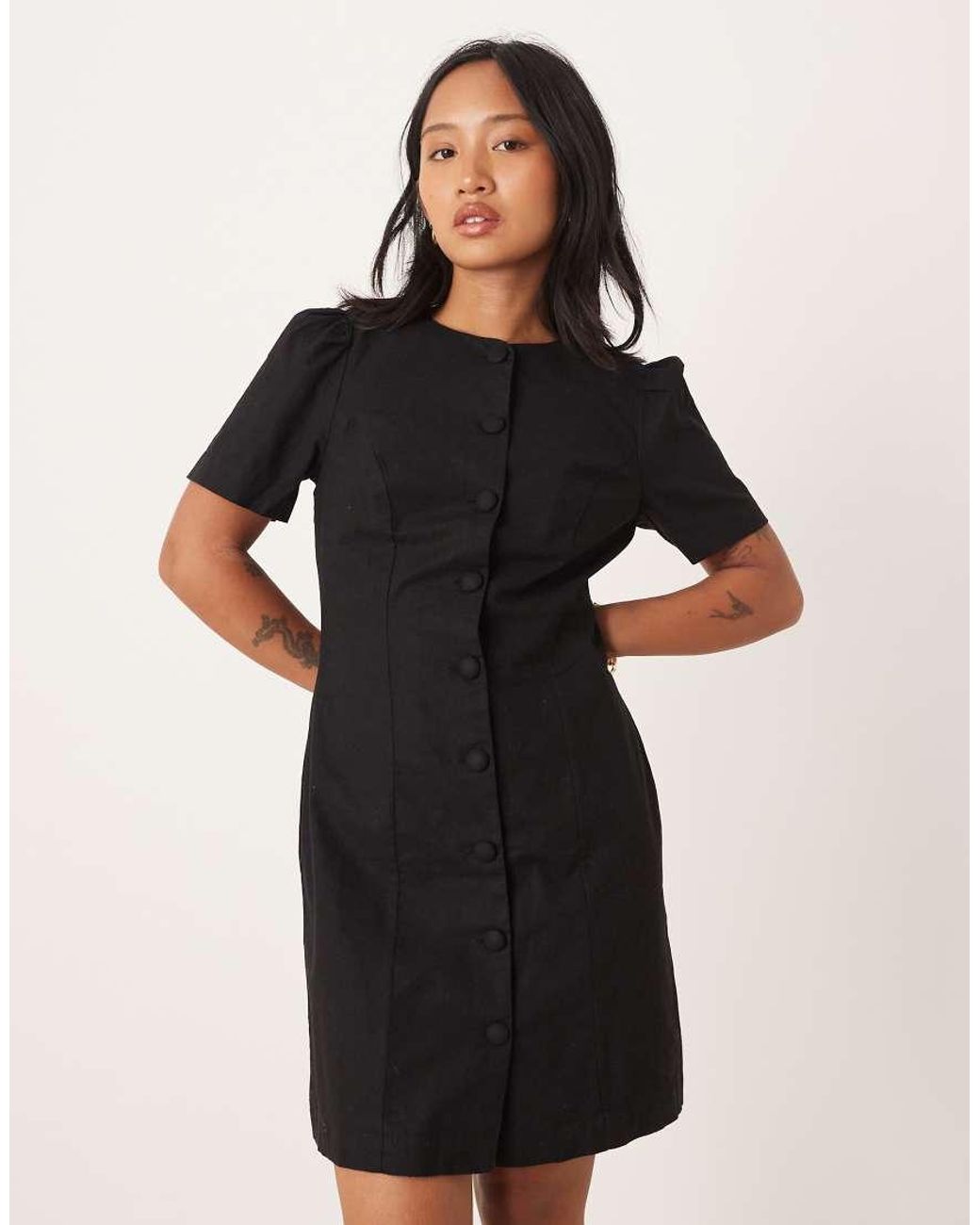 Nobody's Child Petite Black Tara Puff Sleeve Tailored Mini Dress
