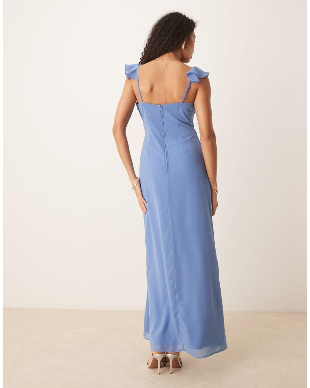 ANAYA Blue Strappy V Neck Maxi Dress