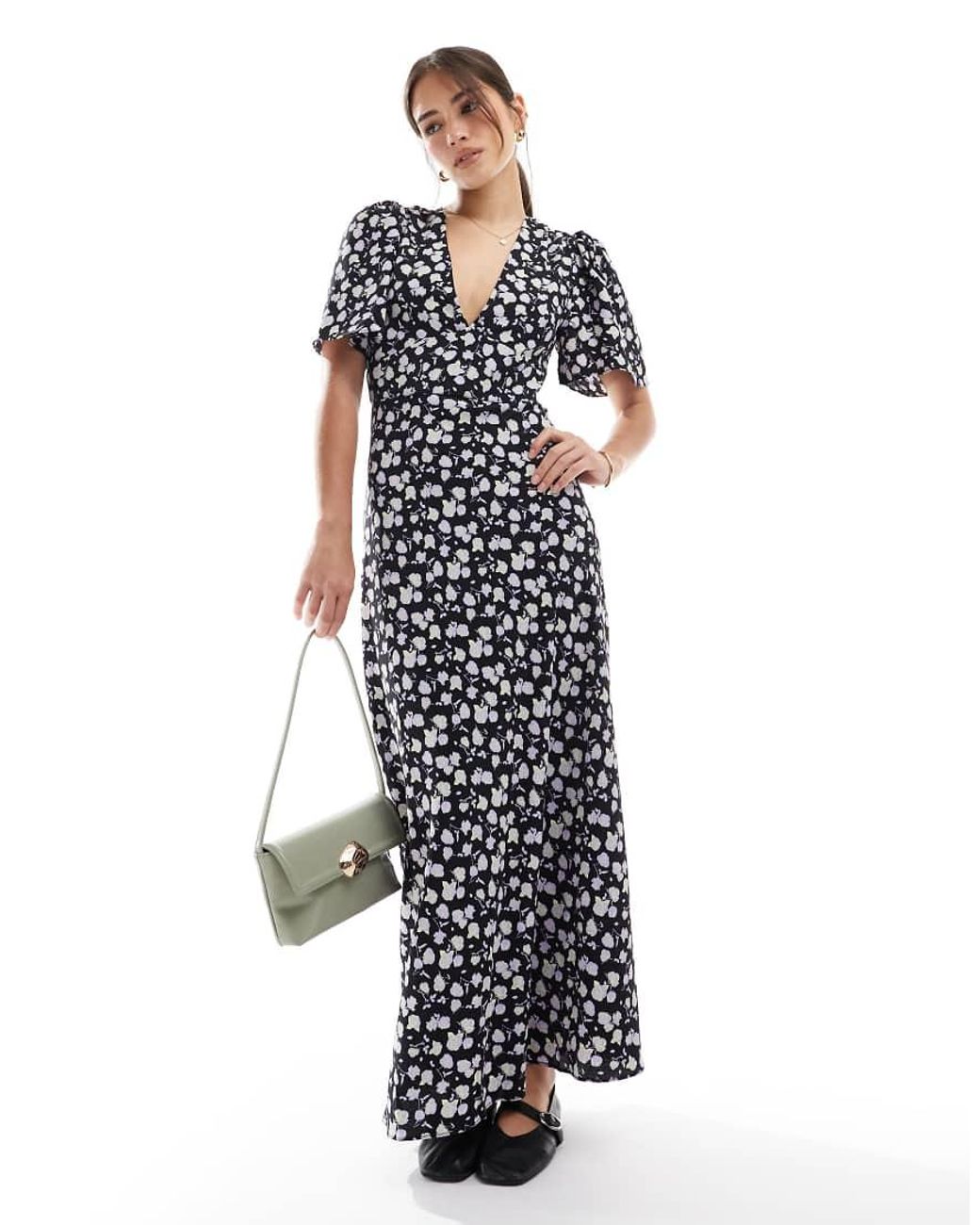 Glamorous Black V-Neck Maxi Tea Dress