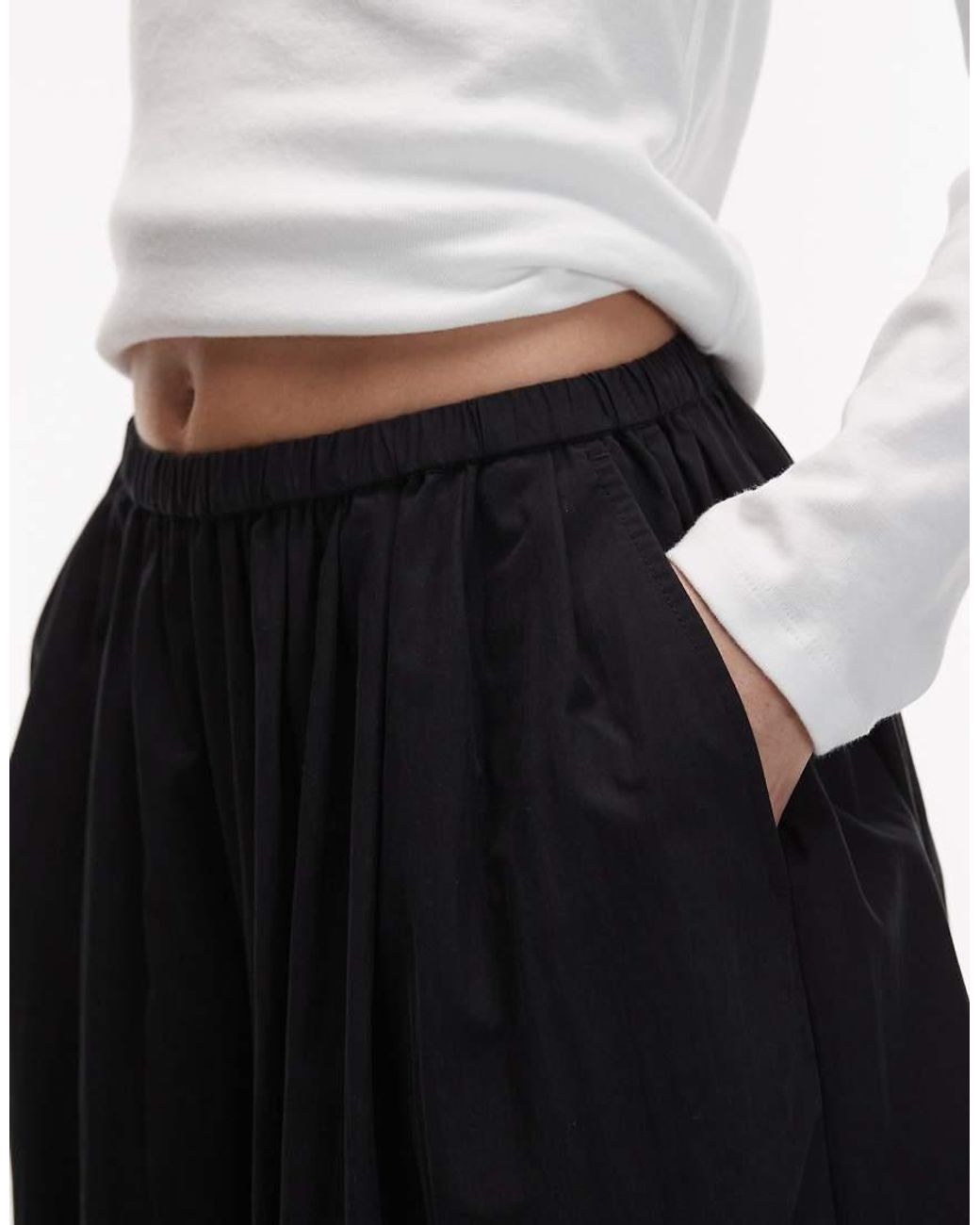ASOS Black Cotton Nylon Super Wide Leg Trousers