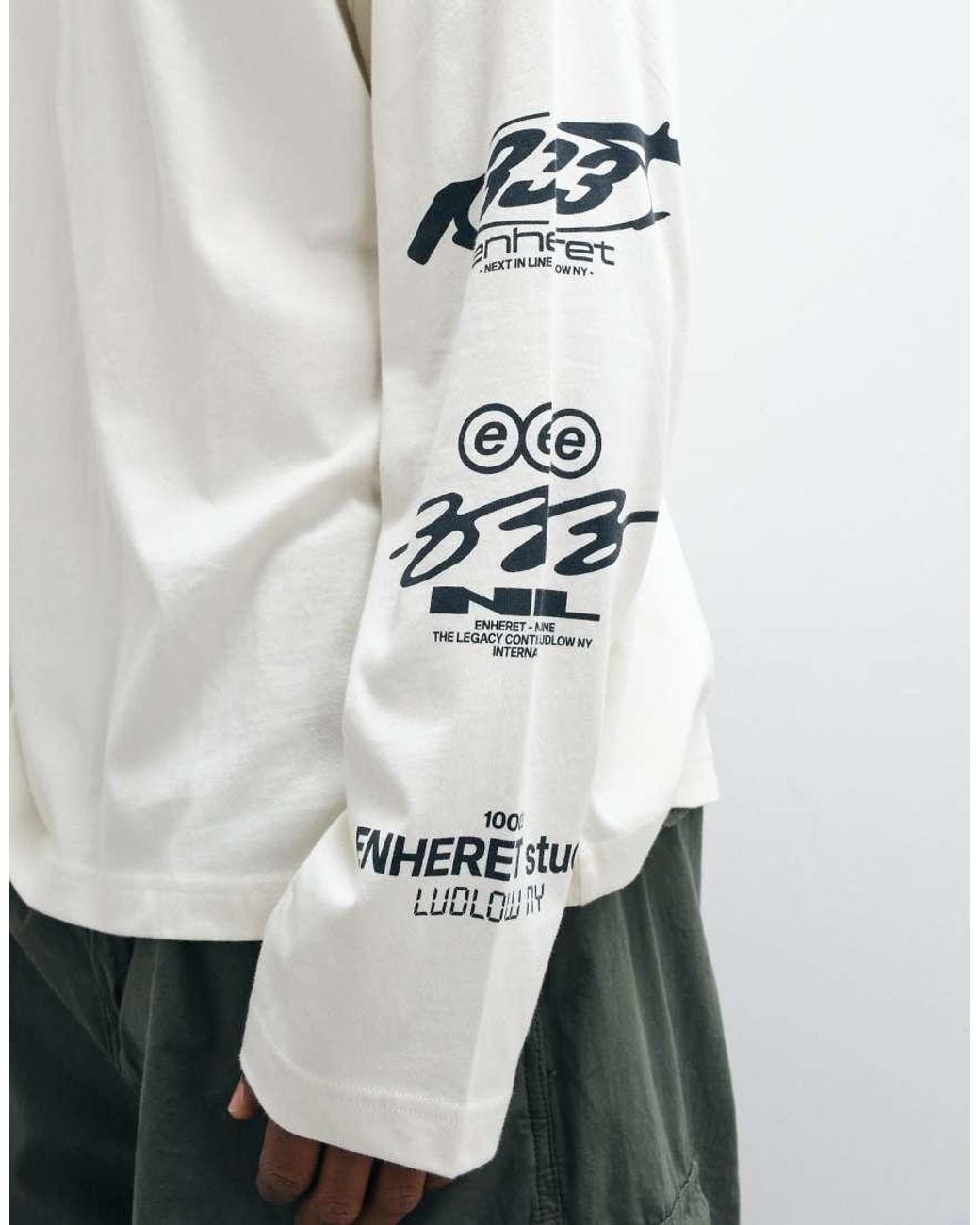 ASOS White Oversize Long Sleeve T-shirt With Arm Graphic for men