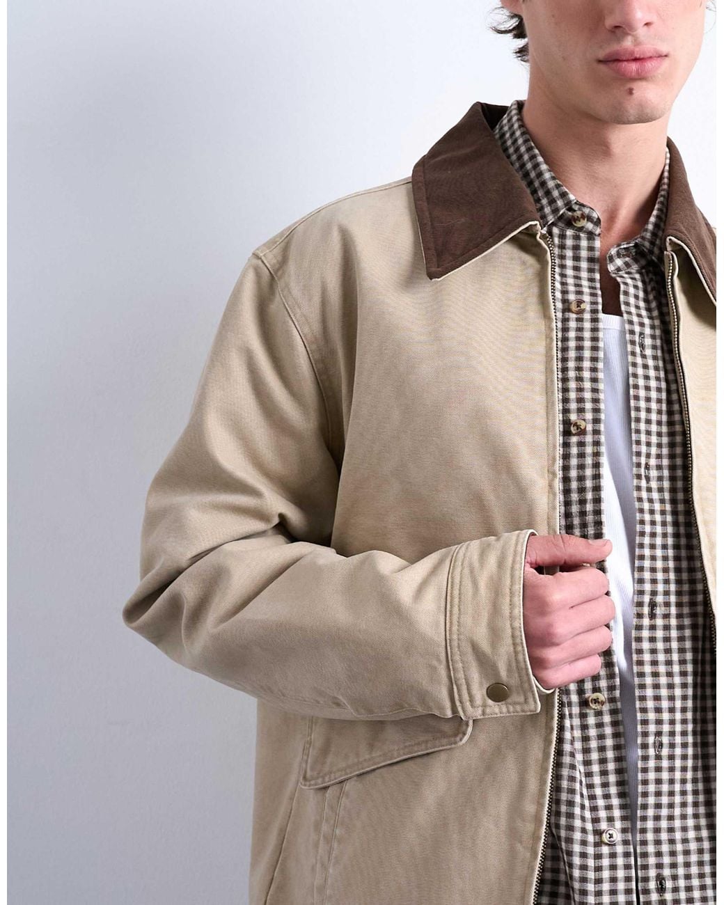 Topman Natural Padded Canvas Jacket for men