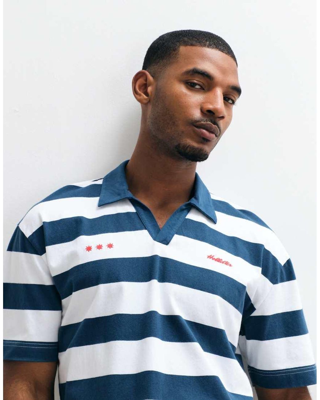 Hollister White Oversized Short Sleeve Polo for men