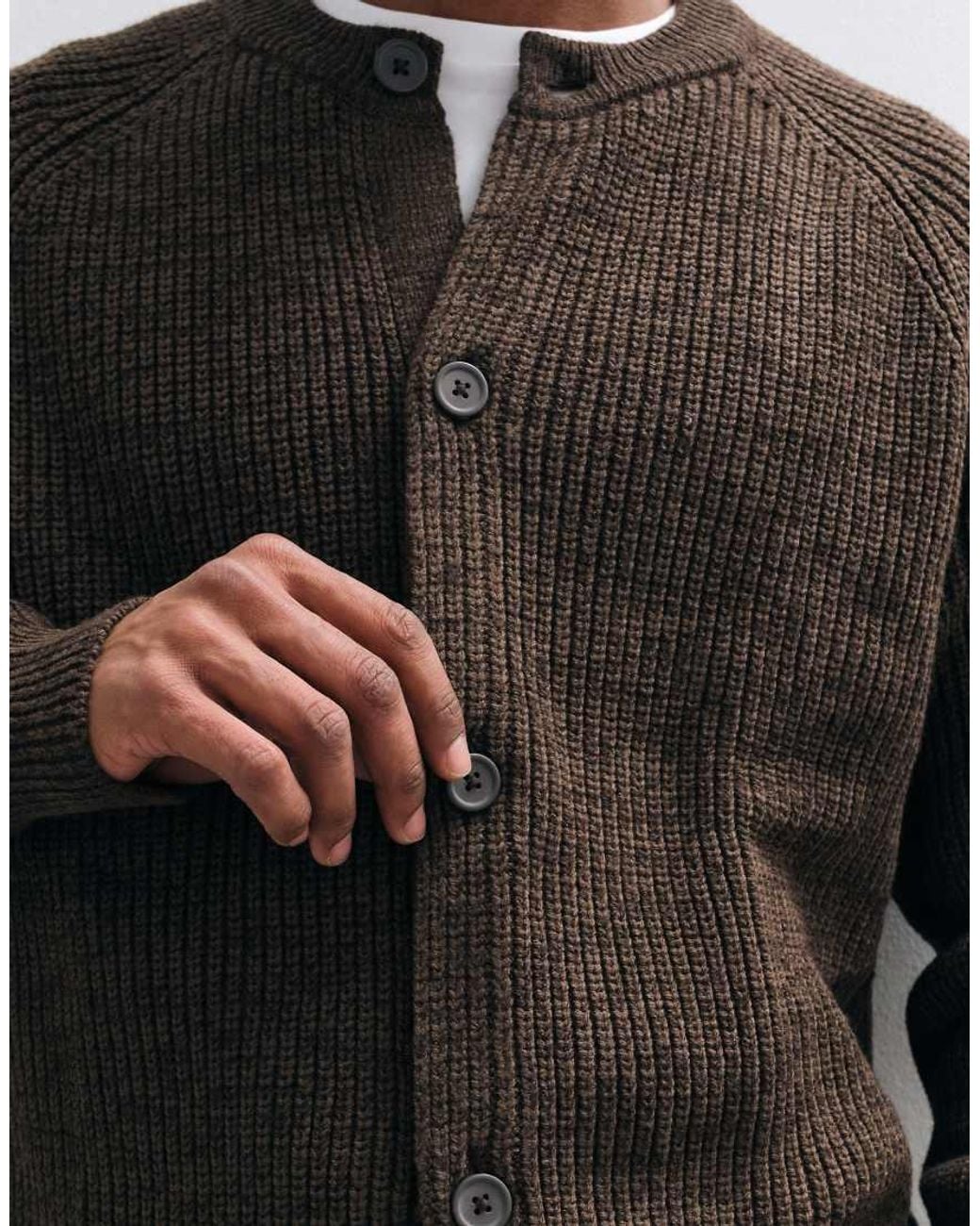 ASOS Black Oversized Knitted Fisherman Rib Cardigan for men