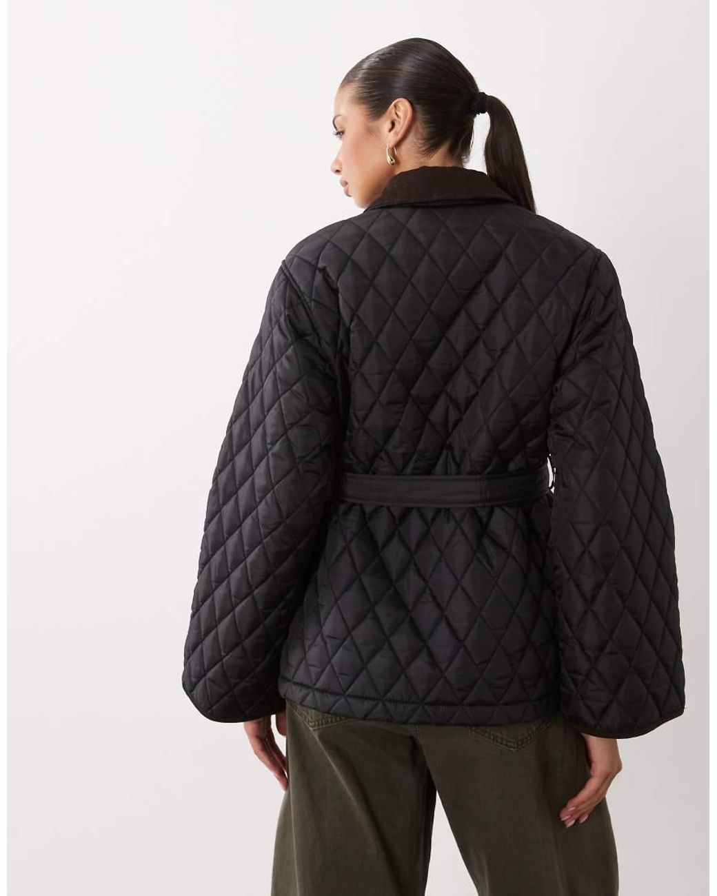 Gina Tricot Black Quilted Belted Jacket