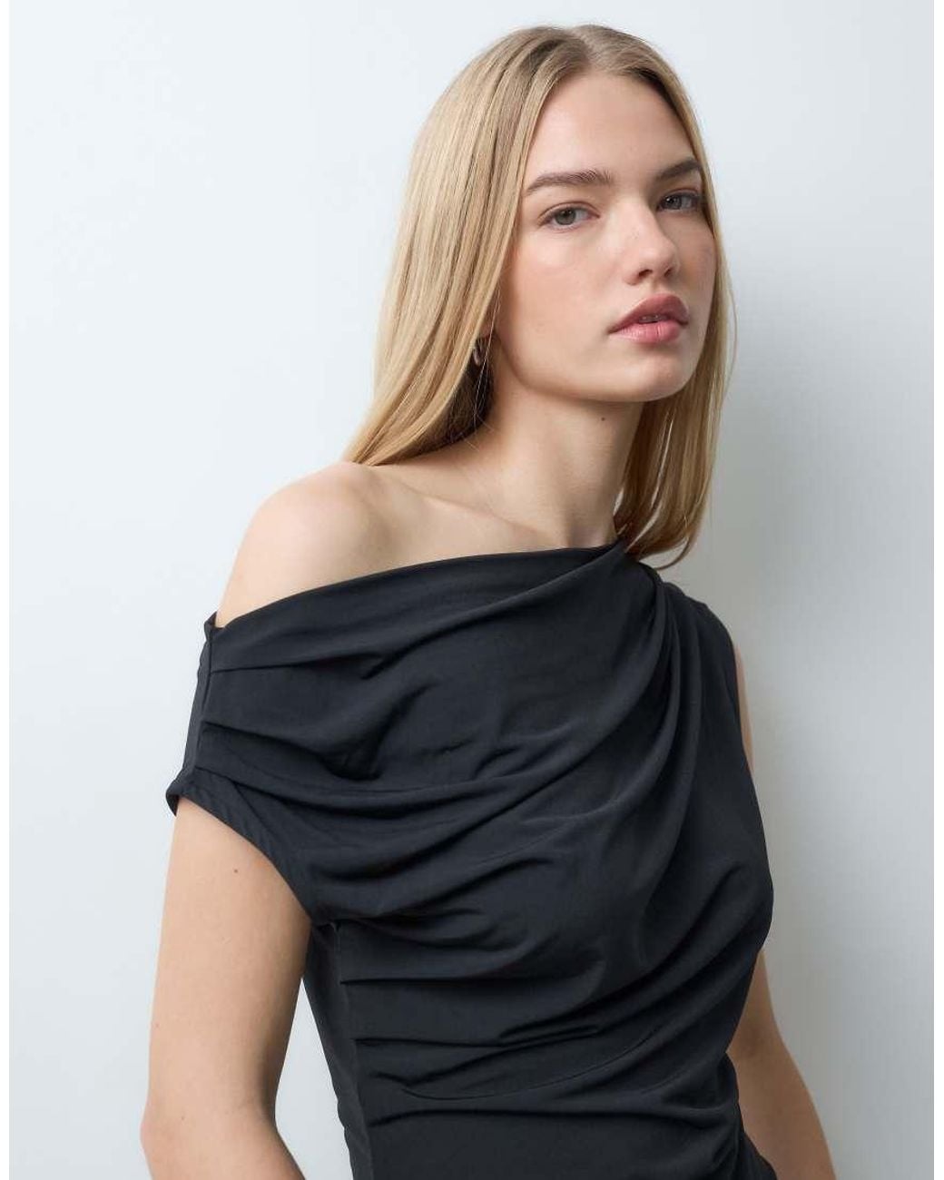 Jdy Blue Off Shoulder Draped Top