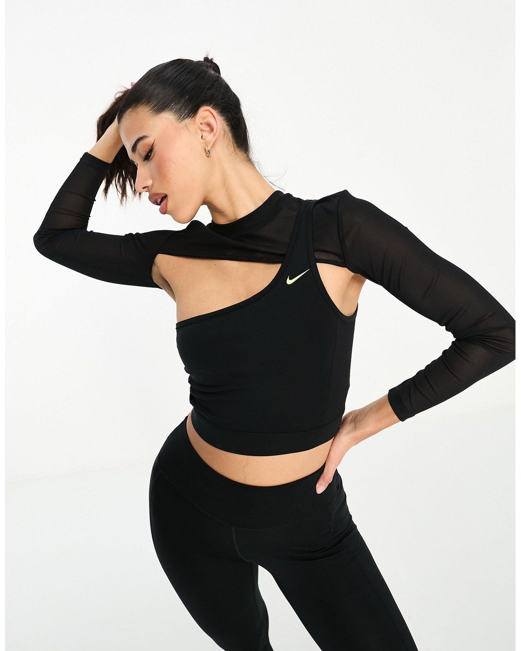 Nike Nike Pro Training Swoosh Novelty Cropped Cut Out Long Sleeve