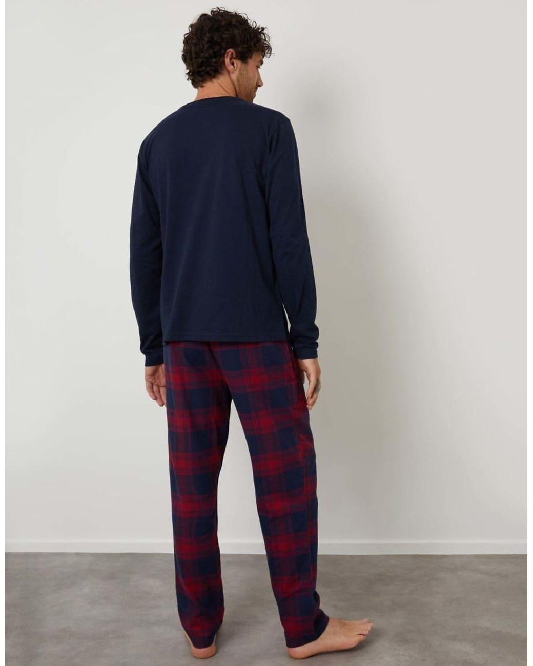Threadbare Blue Cotton Blend Check Christmas Set for men