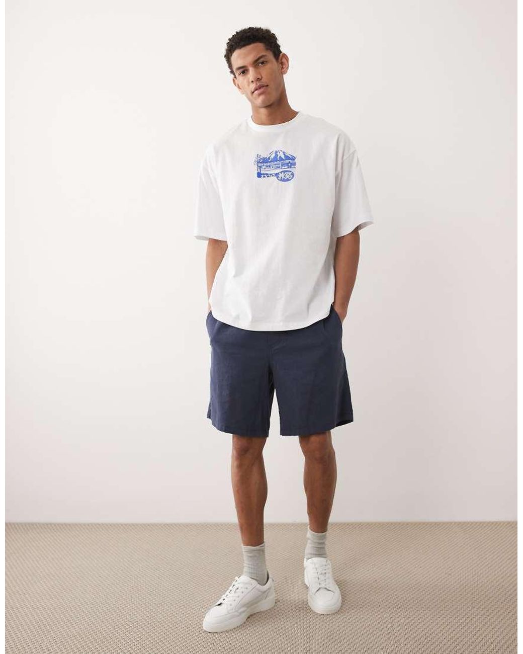 ASOS Blue Oversized T-shirt With Mountain Graphic for men