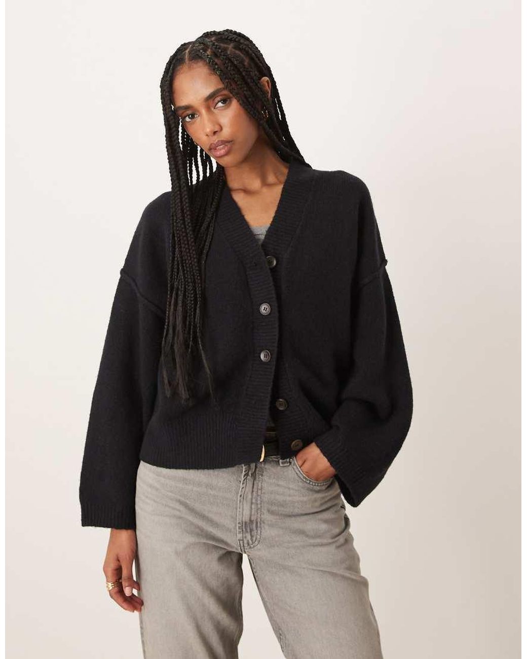 Free People Black Cool Of The Night Cardi