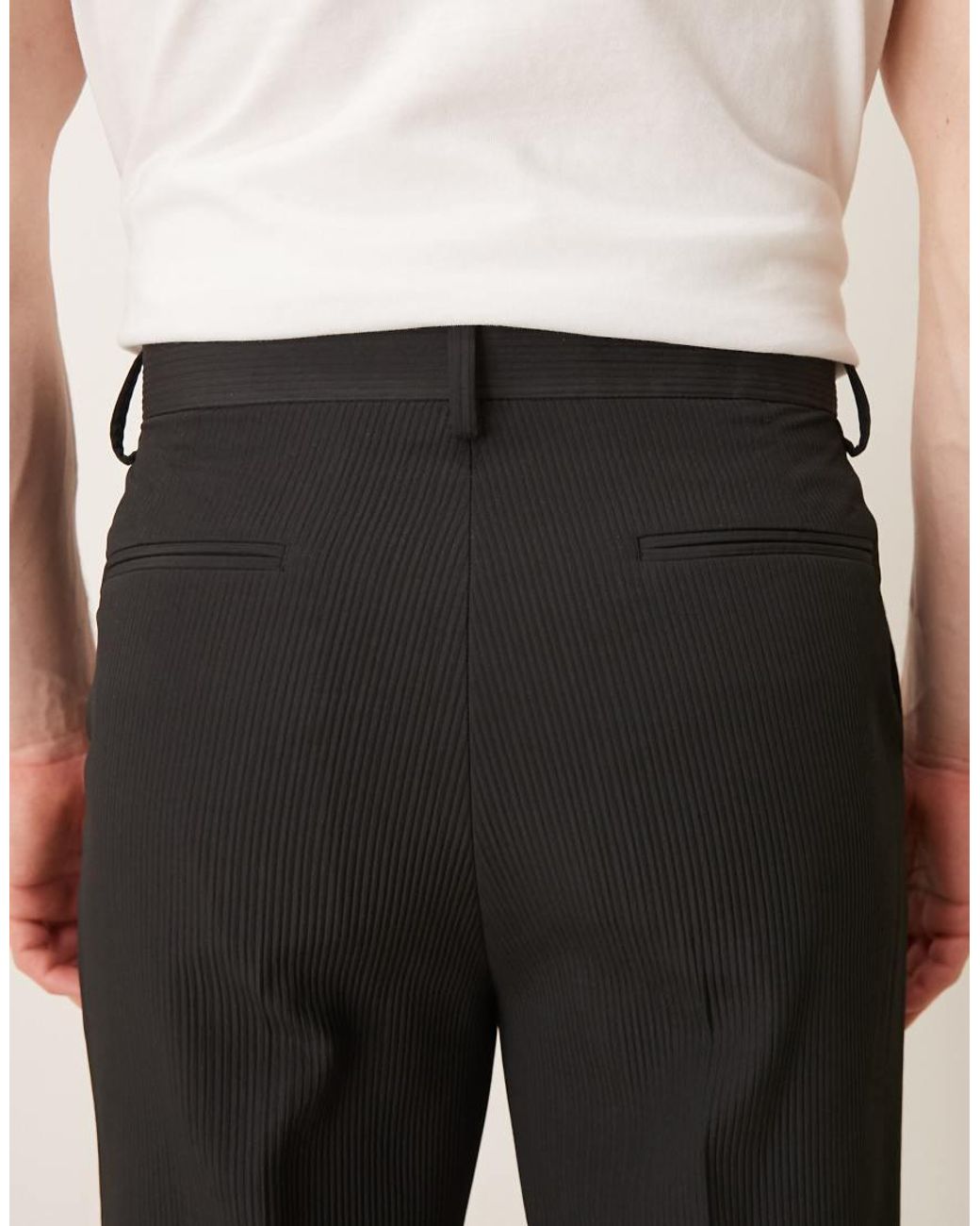 ASOS Black Smart Tapered Comfort Ribbed Pants for men
