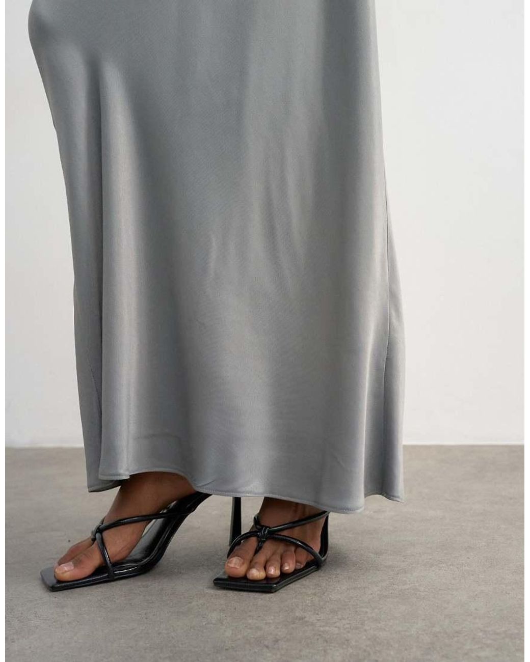 TOPSHOP White Flood Length Satin Bias Maxi Skirt