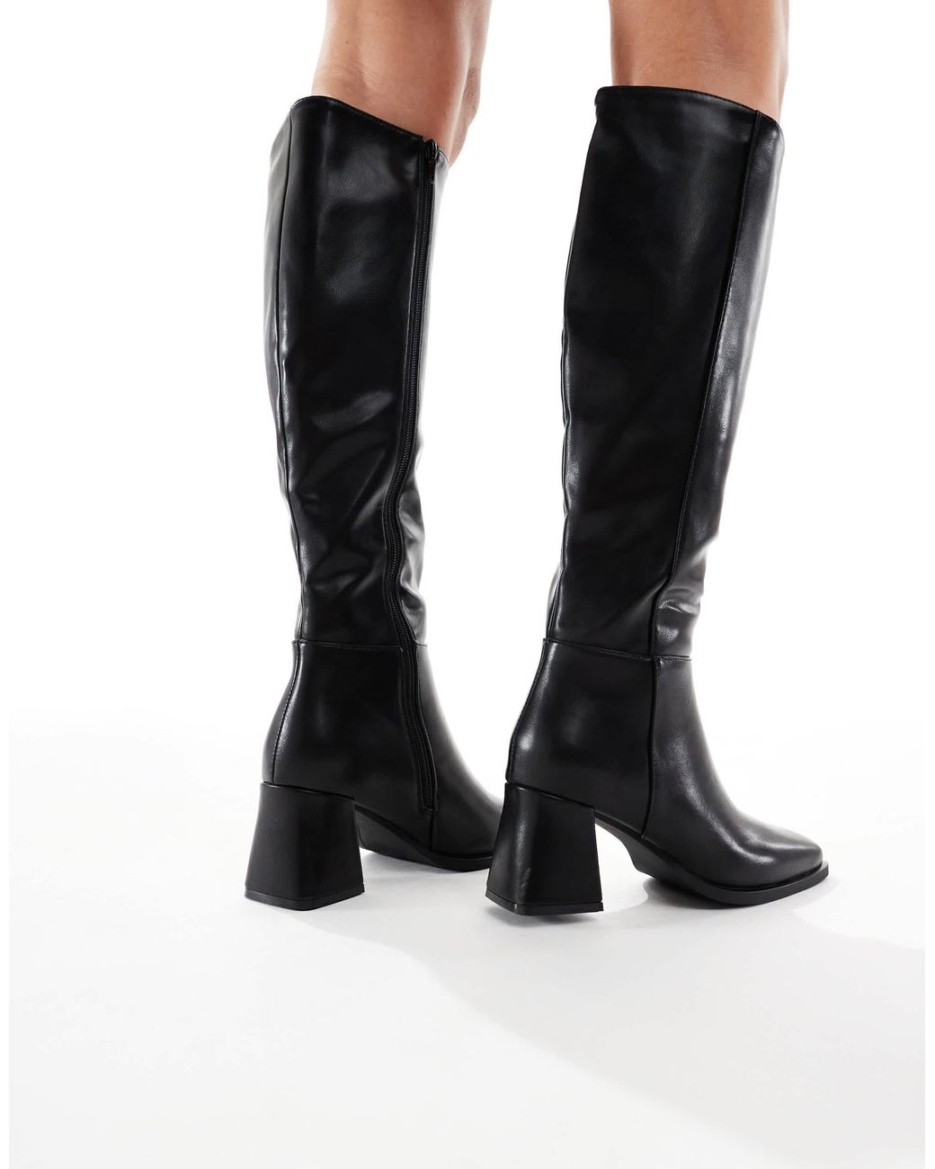 SEQWL Wide Fit Multicolor Fisher Block Heel Knee Boots