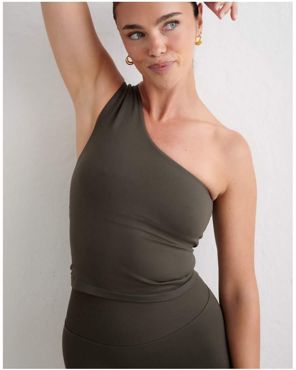 Aim'n Green Dark Ivy Shape Seamless One Shoulder Bralette