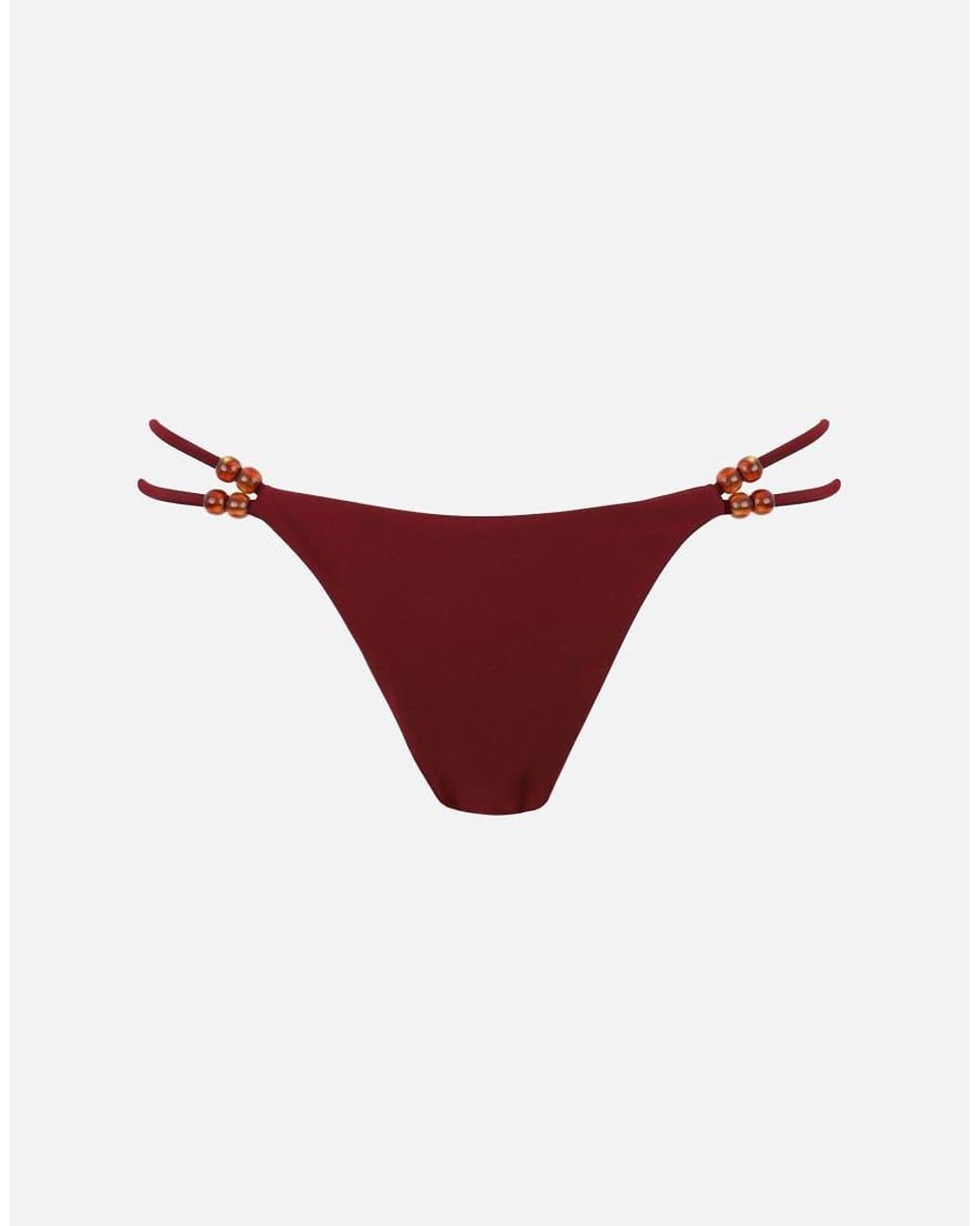 SIMMI Red Double Strap Bikini Bottoms With Bead Detail