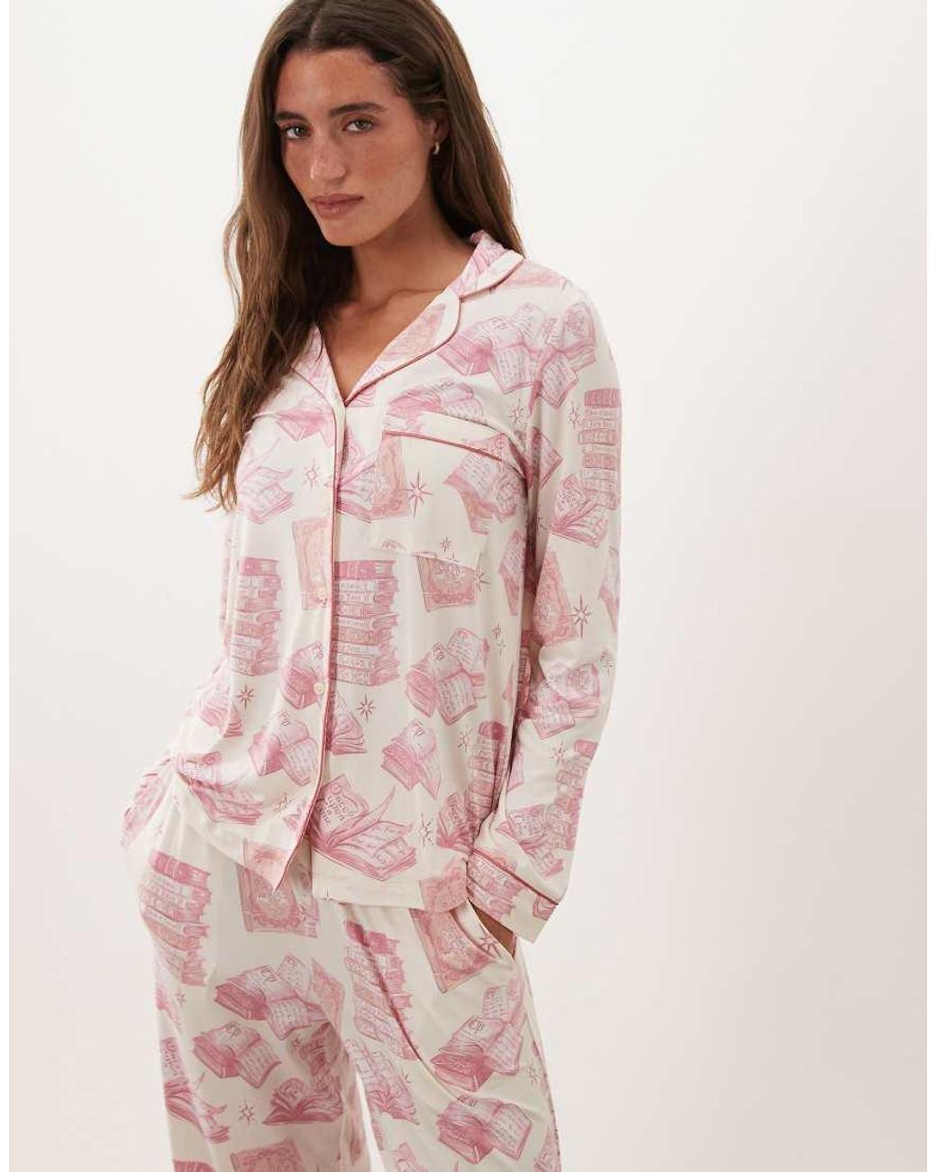 Chelsea Peers Pink Super Soft Button-up Pyjama Set