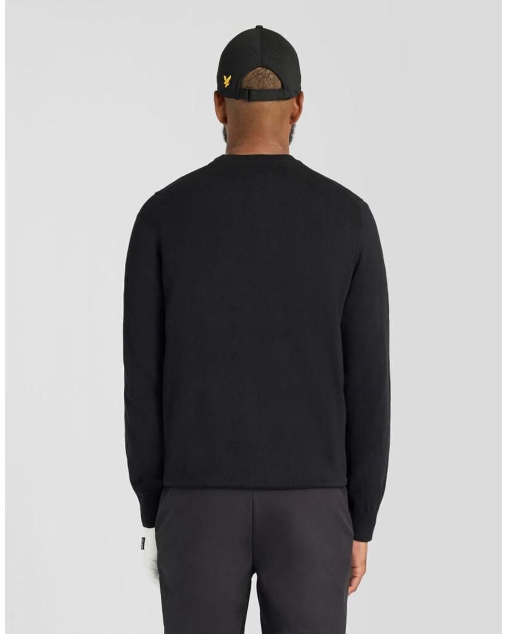 Lyle & Scott Black Mid Knits Golf Polyblend Crew Neck Pullover for men