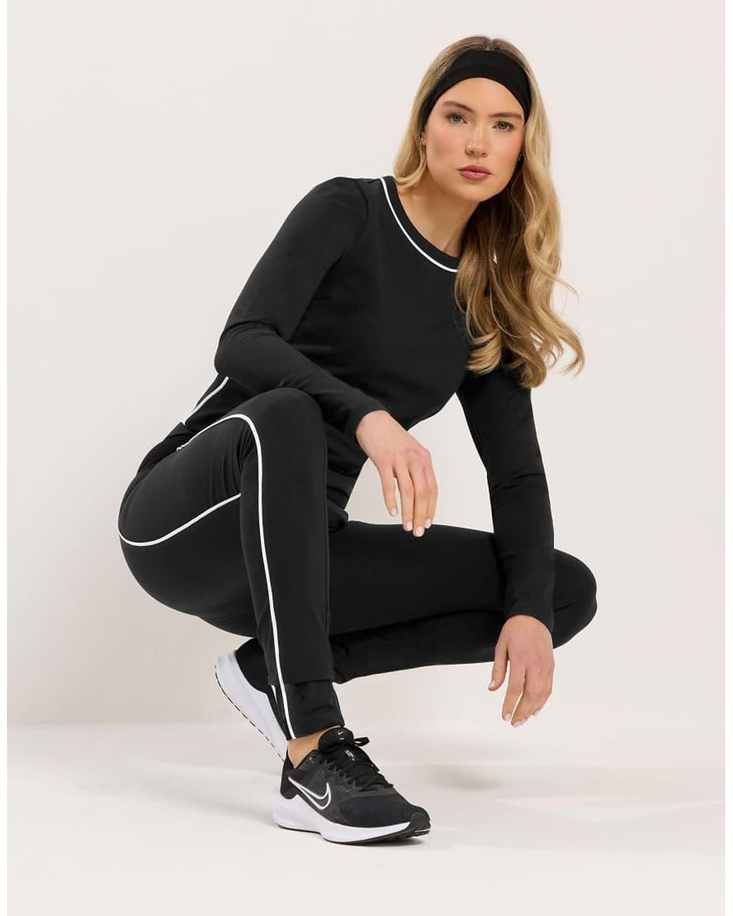Long Tall Sally Black Active Piped Leggings