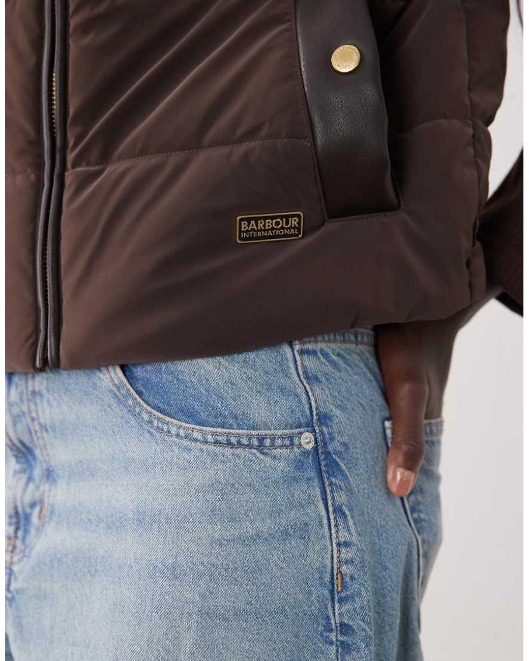 Barbour Brown Belaton Faux Velvet Quilted Sweat Jacket