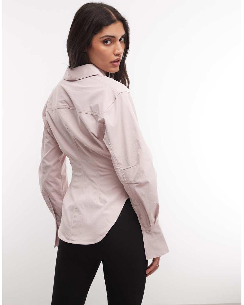 Monki Pink Cinched Waist Shirt