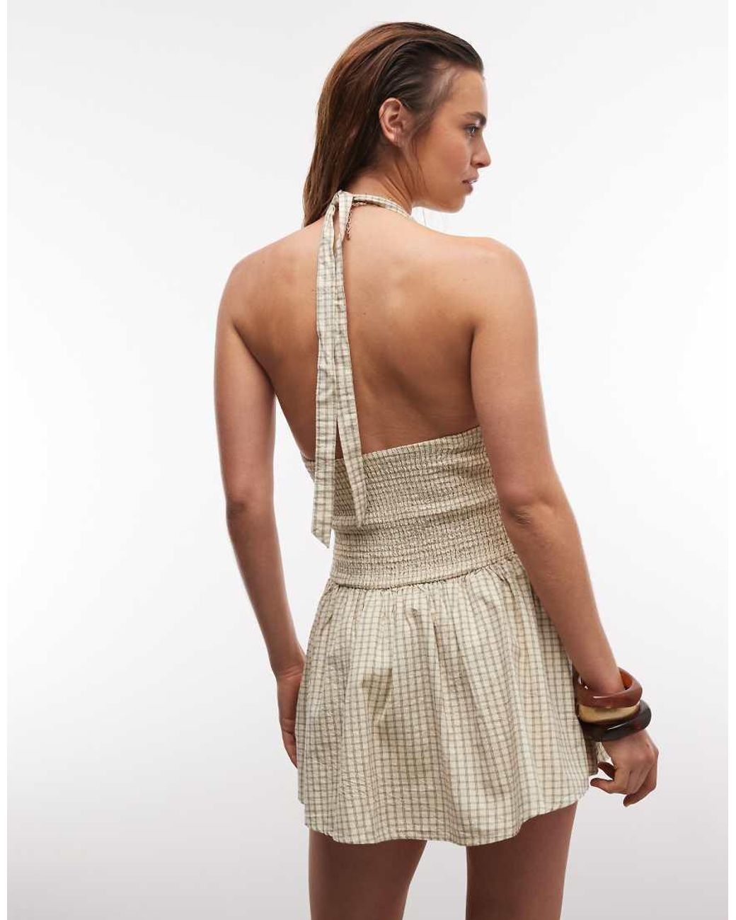 Cotton On Natural Kaity Halter Mini Dress