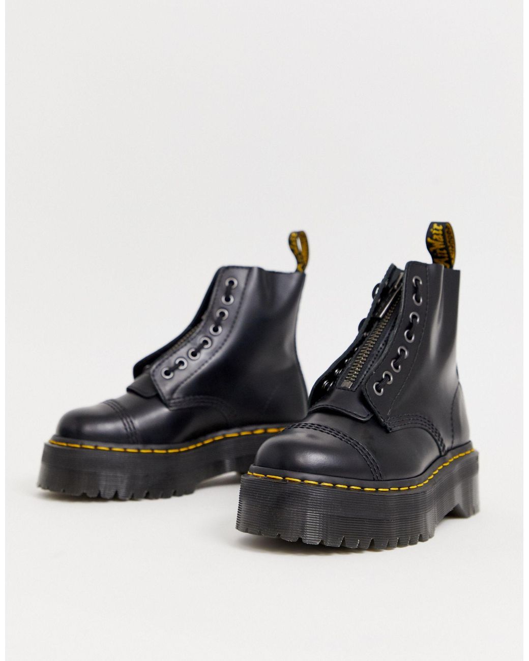 Dr. Martens Sinclair Leather Zip Chunky Flatform Boots in Black | Lyst
