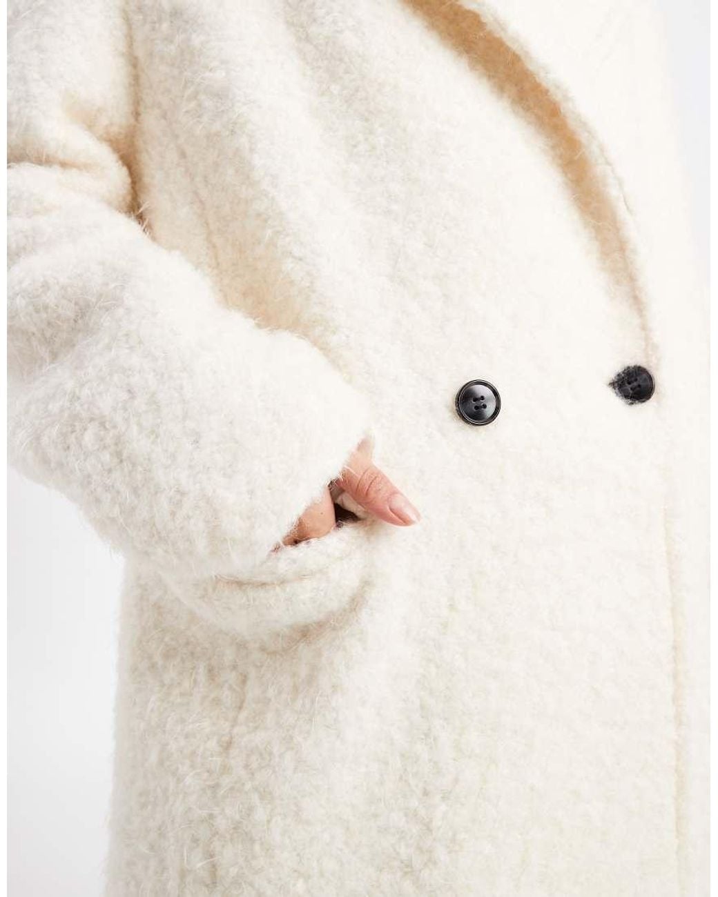 ASOS White Wool Rich Textured Oversized Dad Coat