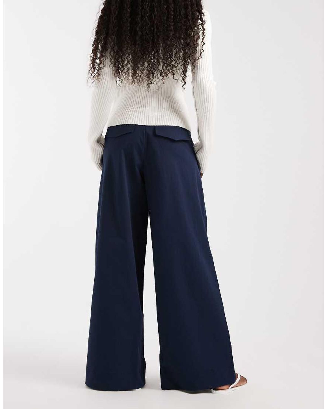 Vero Moda Blue Deep Pleat Detail Wide Leg Tailored Trouser