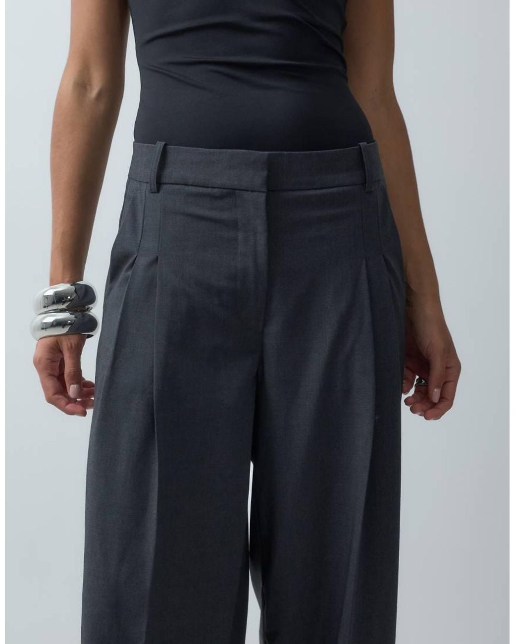 Vero Moda Blue Double Pleat Front Wide Leg Trousers