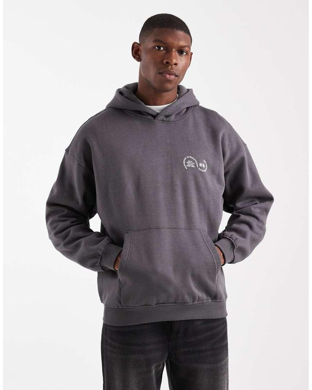 Only & Sons Gray Vintage Fit Hoodie With Scene Back Print for men