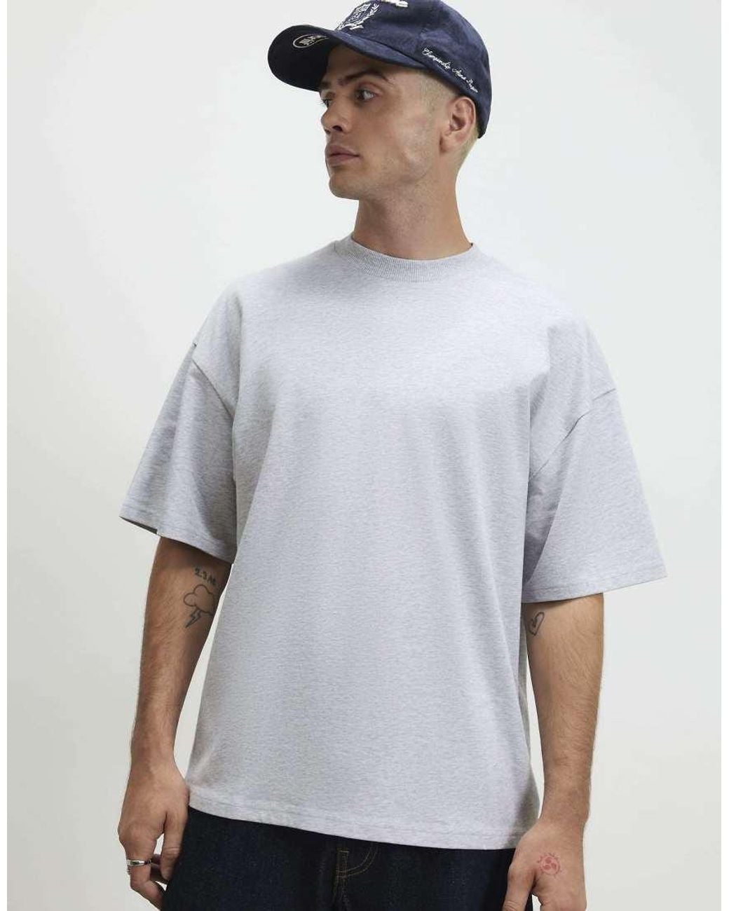 River Island Blue Oversized Fit Cotton Heavyweight T-Shirt for men