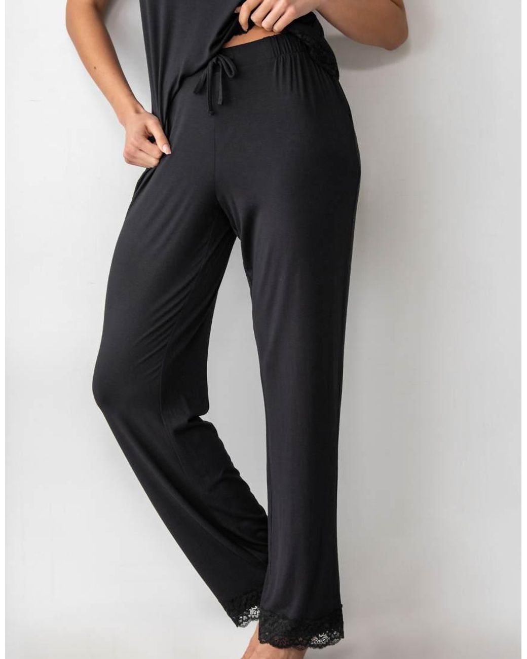Pour Moi Black Sofa Loves Lace Soft Jersey Trouser