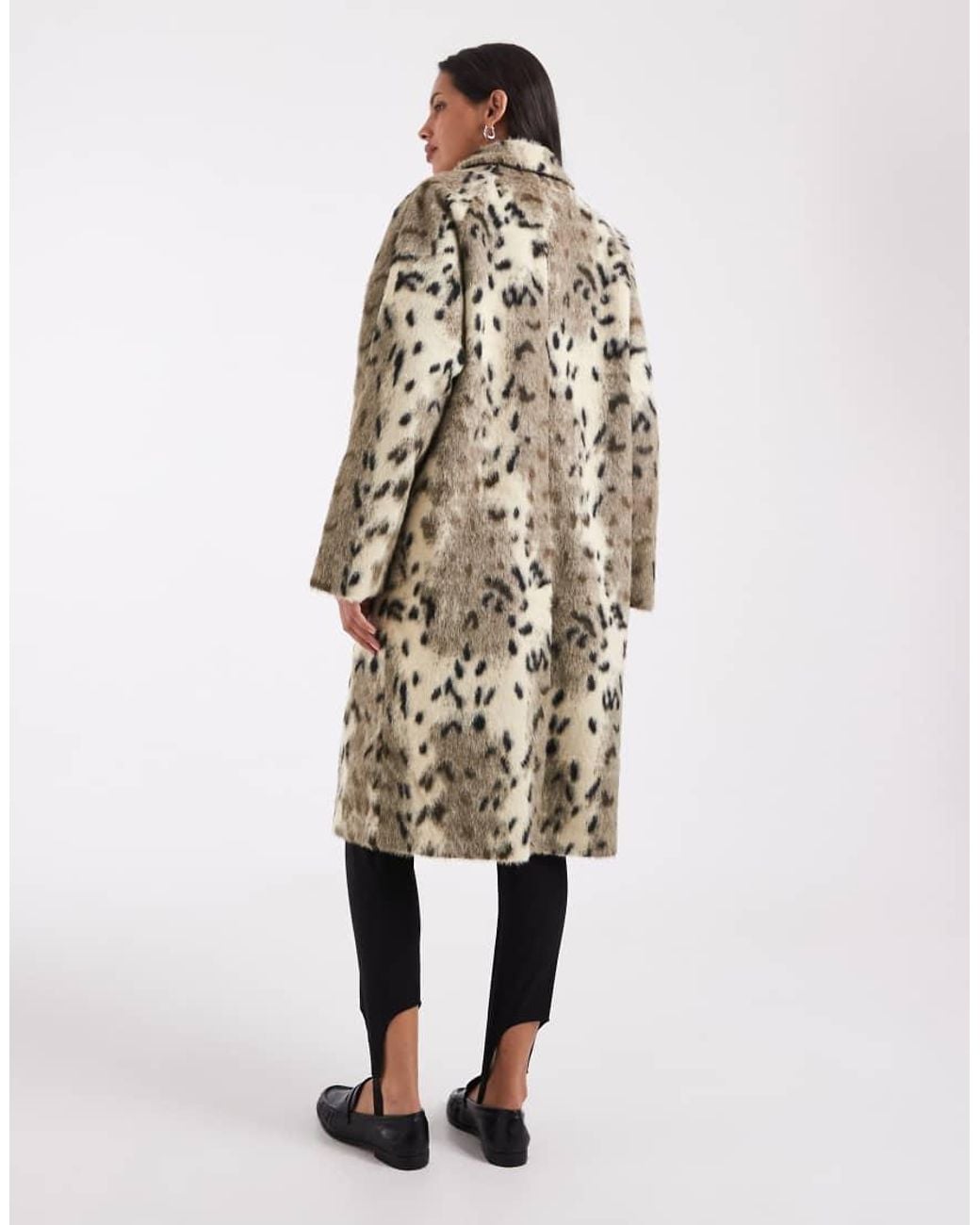 ASOS White Longline Faux Fur Car Coat