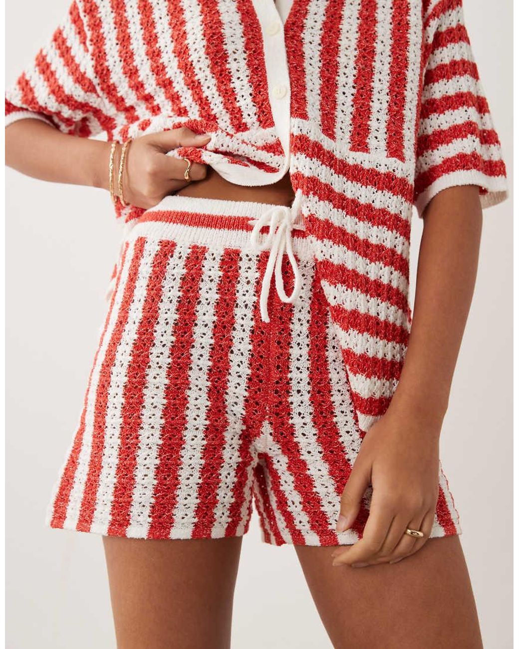 ASOS Pink Slub Stripe Short Co-Ord